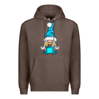 Coffee winter gnome with gift Premium Hoodie - NancyCooperArtShop