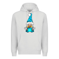 Dove Grey winter gnome with gift Premium Hoodie - NancyCooperArtShop