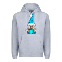 Heather Grey winter gnome with gift Premium Hoodie - NancyCooperArtShop