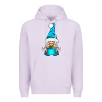 Lilac winter gnome with gift Premium Hoodie - NancyCooperArtShop