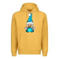 Mustard winter gnome with gift Premium Hoodie - NancyCooperArtShop