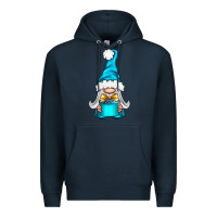 Navy winter gnome with gift Premium Hoodie - NancyCooperArtShop