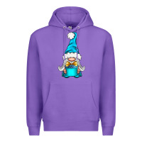 Purple winter gnome with gift Premium Hoodie - NancyCooperArtShop