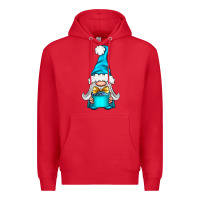 Red winter gnome with gift Premium Hoodie - NancyCooperArtShop
