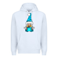 White winter gnome with gift Premium Hoodie - NancyCooperArtShop
