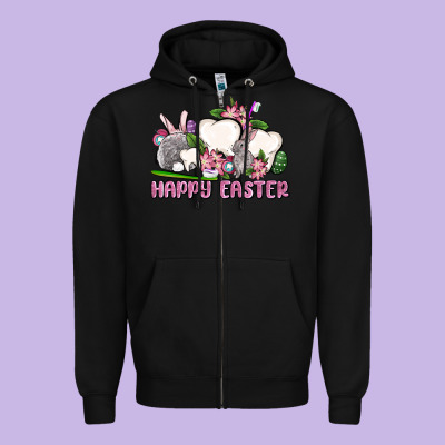 Happy Easter Teeth Zipper Hoodie Designed By Oliviacreatesart
