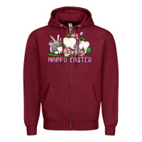 Burgundy Happy Easter teeth Zipper Hoodie - OliviaCreatesArt
