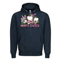Navy Happy Easter teeth Zipper Hoodie - OliviaCreatesArt