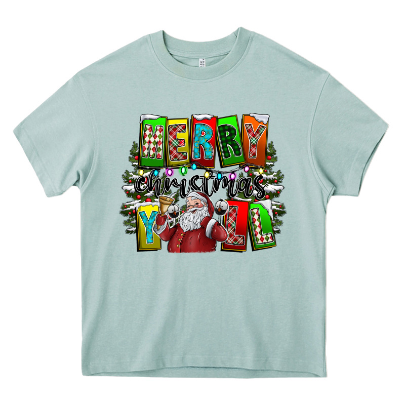 Merry Christmas Yall Heavy Core Tee by CowhideDigitalArt | Teevron