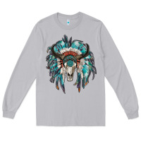 Moon Dust indian headdress with bull skull Long Sleeve Tee - RanaPortraitStore