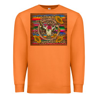 Carrot serape sunflowers bull skull background Premium Sweatshirt - Artiststas
