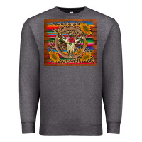 Charcoal Heather serape sunflowers bull skull background Premium Sweatshirt - Artiststas