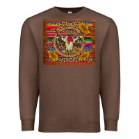 Chestnut serape sunflowers bull skull background Premium Sweatshirt - Artiststas