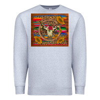 Heather Grey serape sunflowers bull skull background Premium Sweatshirt - Artiststas