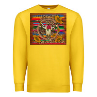 Lemon serape sunflowers bull skull background Premium Sweatshirt - Artiststas