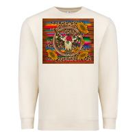 Sandshell serape sunflowers bull skull background Premium Sweatshirt - Artiststas
