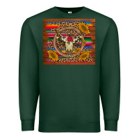 Sports Green serape sunflowers bull skull background Premium Sweatshirt - Artiststas