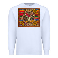 White serape sunflowers bull skull background Premium Sweatshirt - Artiststas