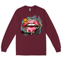 Burgundy race lips Long Sleeve Tee - Zillion Design Studio