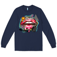 Navy race lips Long Sleeve Tee - Zillion Design Studio
