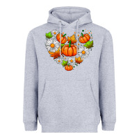 Heather Grey pumpkin and daisies Heavyweight Hoodie - AdoDesignShop