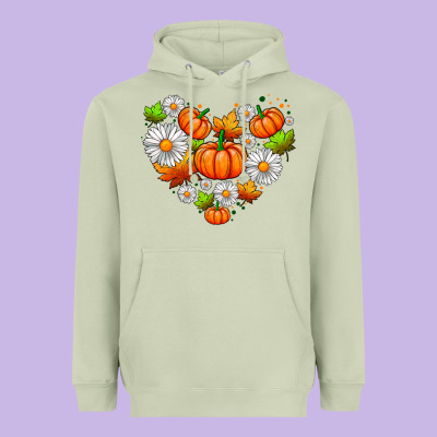 Pumpkin And Daisies Heavyweight Hoodie Designed By Adodesignshop
