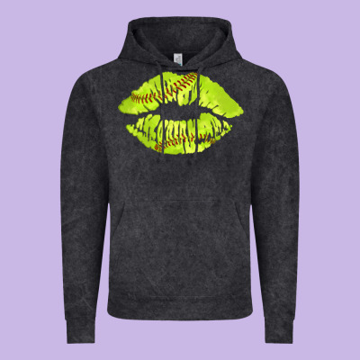 Softball Lips Vintage Hoodie Designed By Adodesignshop