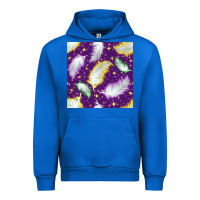 Cobalt Mardi Gras Feathers seamless pattern Urban Hoodie - BundleAndBundleShop