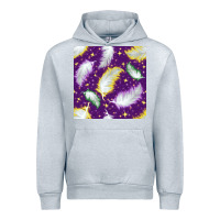 Heather Grey Mardi Gras Feathers seamless pattern Urban Hoodie - BundleAndBundleShop