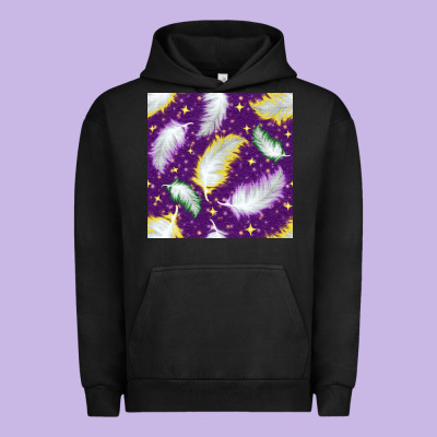 Mardi Gras Feathers Seamless Pattern Urban Hoodie Designed By Bundleandbundleshop