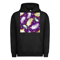 Pigment Black Mardi Gras Feathers seamless pattern Urban Hoodie - BundleAndBundleShop