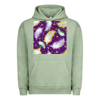 Pigment Oil Green Mardi Gras Feathers seamless pattern Urban Hoodie - BundleAndBundleShop