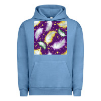 Pigment Pebble Blue Mardi Gras Feathers seamless pattern Urban Hoodie - BundleAndBundleShop