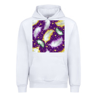 White Mardi Gras Feathers seamless pattern Urban Hoodie - BundleAndBundleShop