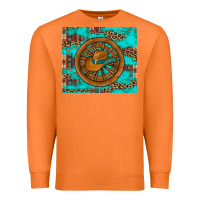 Carrot cowboy hat turquoise aztec background old wheel Premium Sweatshirt - Artiststas