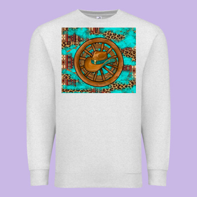 Cowboy Hat Turquoise Aztec Background Old Wheel Premium Sweatshirt Designed By Artiststas
