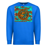 True Royal cowboy hat turquoise aztec background old wheel Premium Sweatshirt - Artiststas
