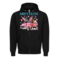 Black Happy Easter truck Zipper Hoodie - OliviaCreatesArt