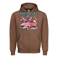 Chestnut Happy Easter truck Zipper Hoodie - OliviaCreatesArt