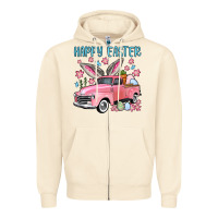 Sandshell Happy Easter truck Zipper Hoodie - OliviaCreatesArt