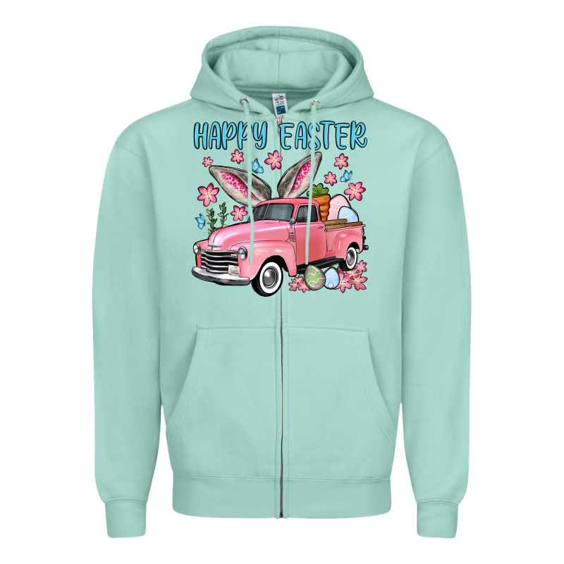 Happy Easter Truck Zipper Hoodie by OliviaCreatesArt | Teevron