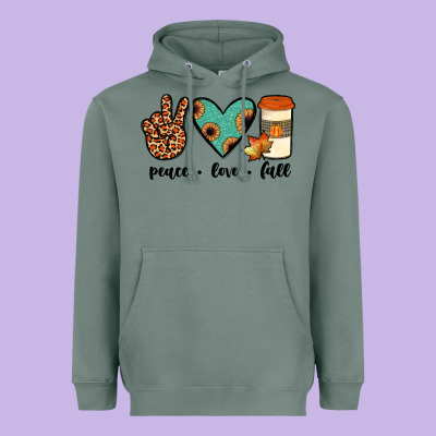 Peace Love Fall Heavyweight Hoodie Designed By Jahusdesignshop