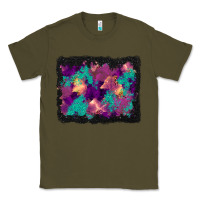 Army Green halloween trees and turquoise glitter background Classic Tee - BundleAndBundleShop