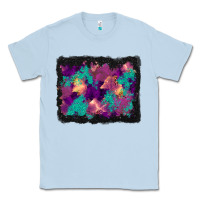 Dusty Blue halloween trees and turquoise glitter background Classic Tee - BundleAndBundleShop