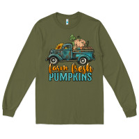 Army Green farm fresh pumpkins truck Long Sleeve Tee - RanaPortraitStore