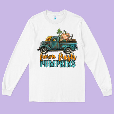 Farm Fresh Pumpkins Truck Long Sleeve Tee Designed By Ranaportraitstore