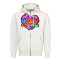 Oatmeal Heather be who you are Zipper Hoodie - HRA Design Shop