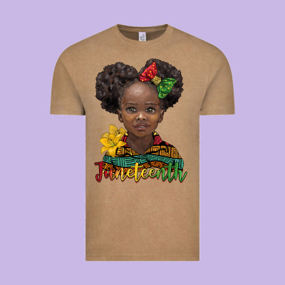 Juneteenth African Girl Vintage Tee Designed By Barkaloodesign