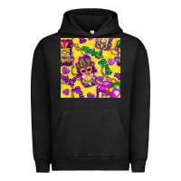 Pigment Black Mardi gras gnomies seamless pattern Urban Hoodie - BundleAndBundleShop