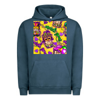 Pigment Midnight Navy Mardi gras gnomies seamless pattern Urban Hoodie - BundleAndBundleShop